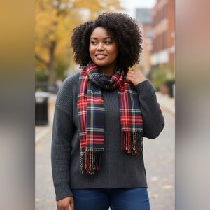 Dior Cashmere red plaid scarf